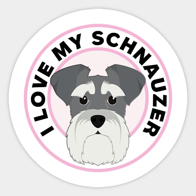 I Love My Schnauzer Sticker by CafePretzel
